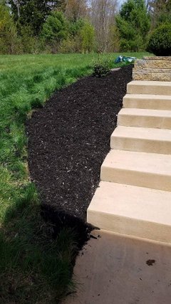 Spring Clean Up - edging along stairs with new mulch